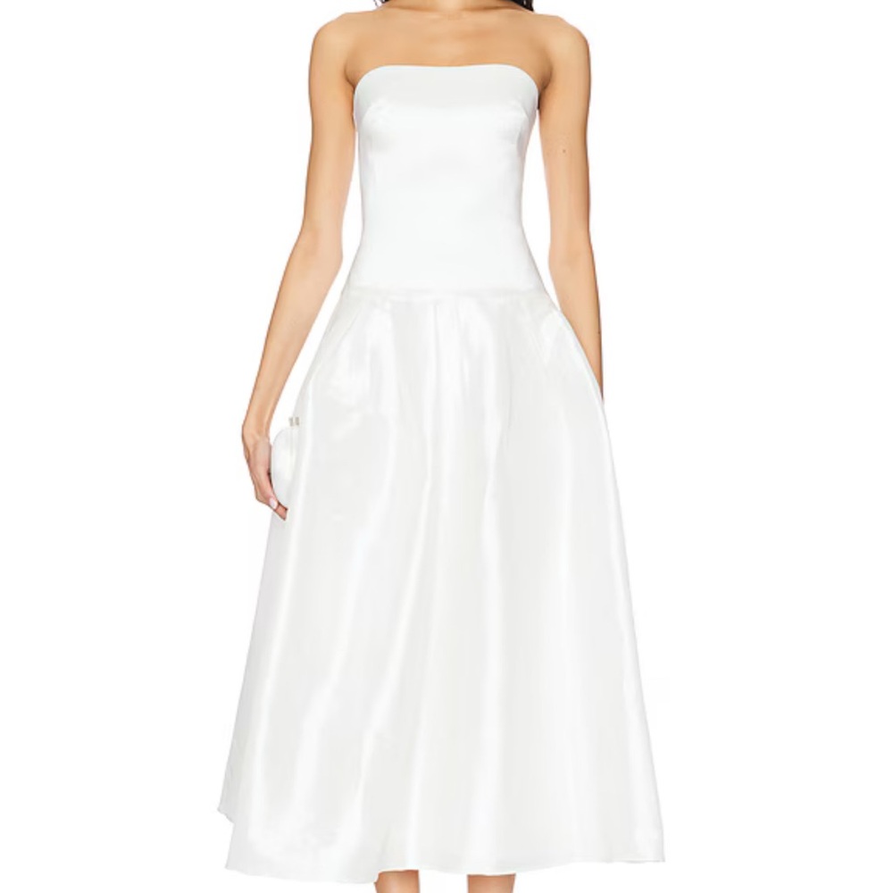 White Strapless Bridal Midi Dress Size Medium